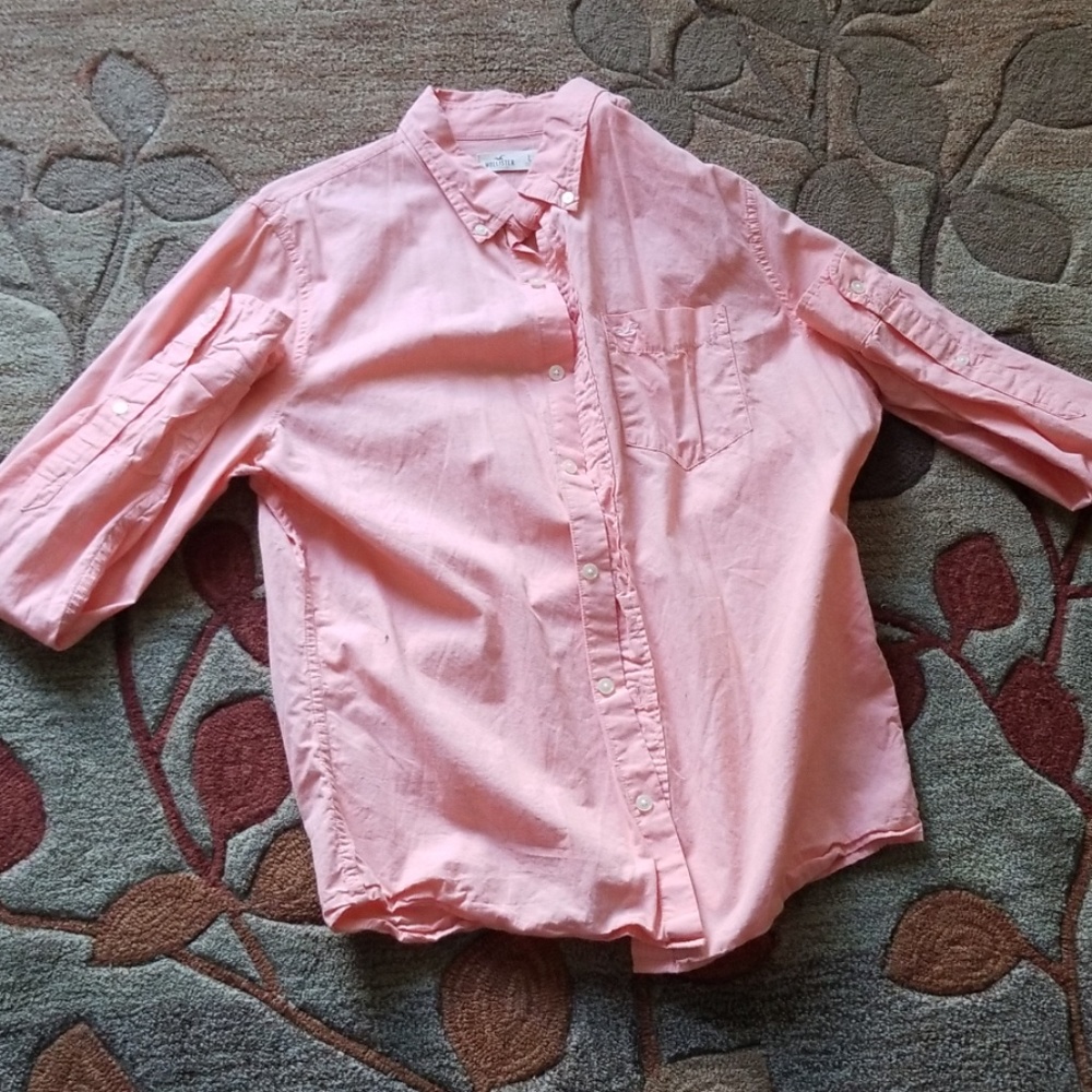 Mens Hollister Shirt Pink Large